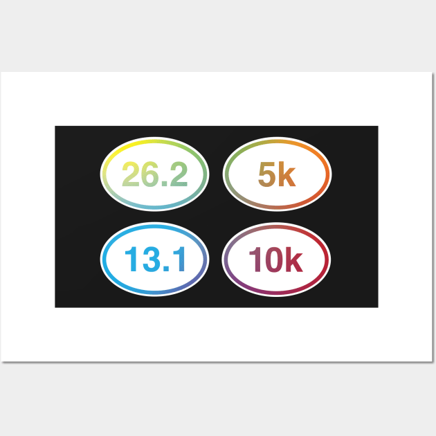 Rainbow 5k, 10k, Half Marathon, Marathon Oval Package Wall Art by murialbezanson
